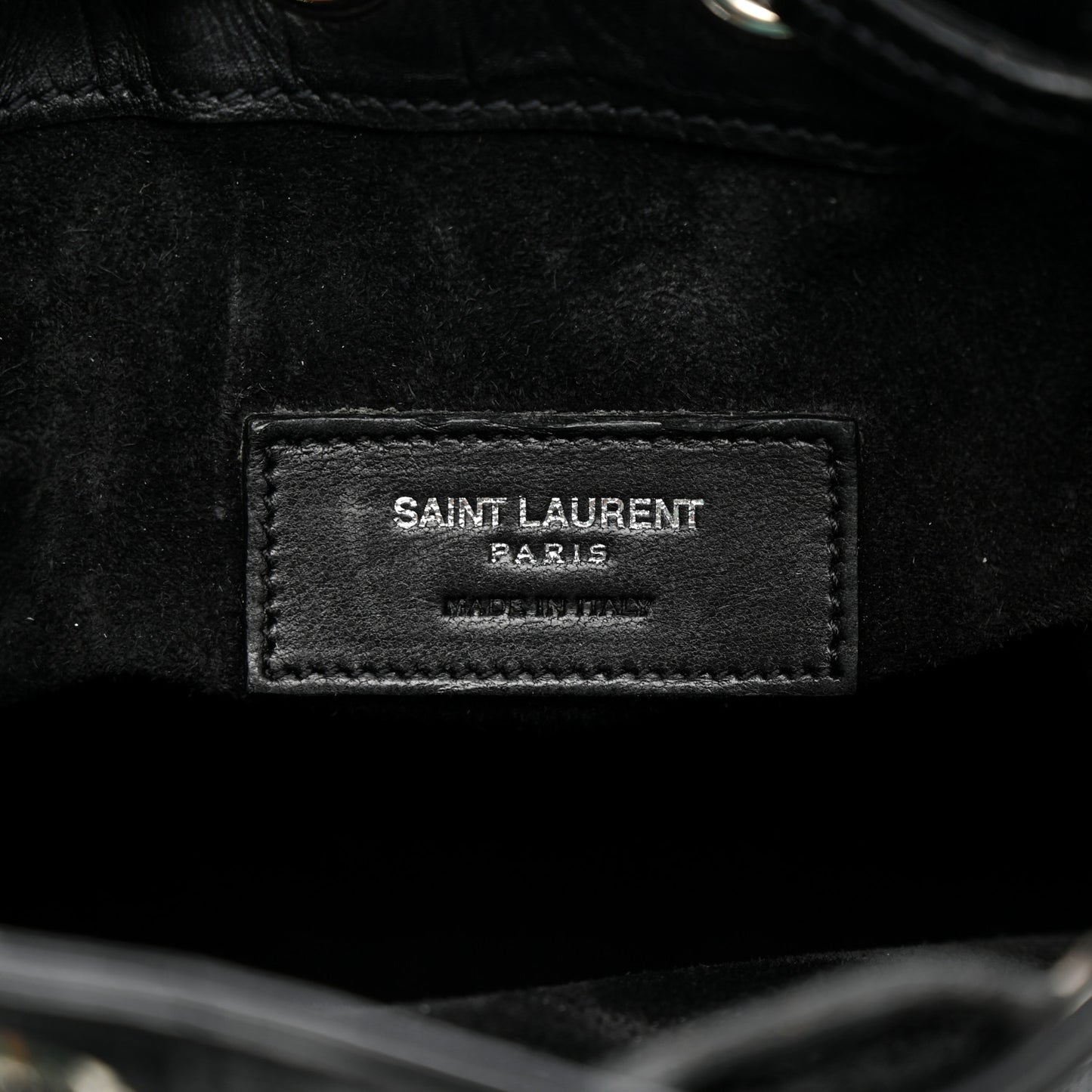 Calfskin Crocodile Embossed Small Emmanuelle Bucket Bag Black