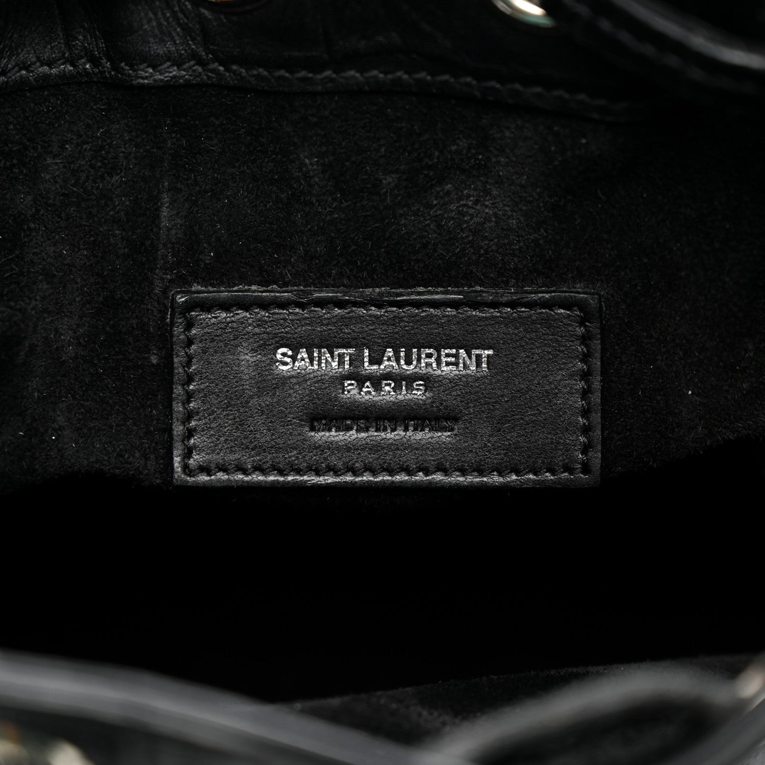 Saint Laurent Calfskin Crocodile Embossed Small Emmanuelle Bucket Bag Black 6 of 12
