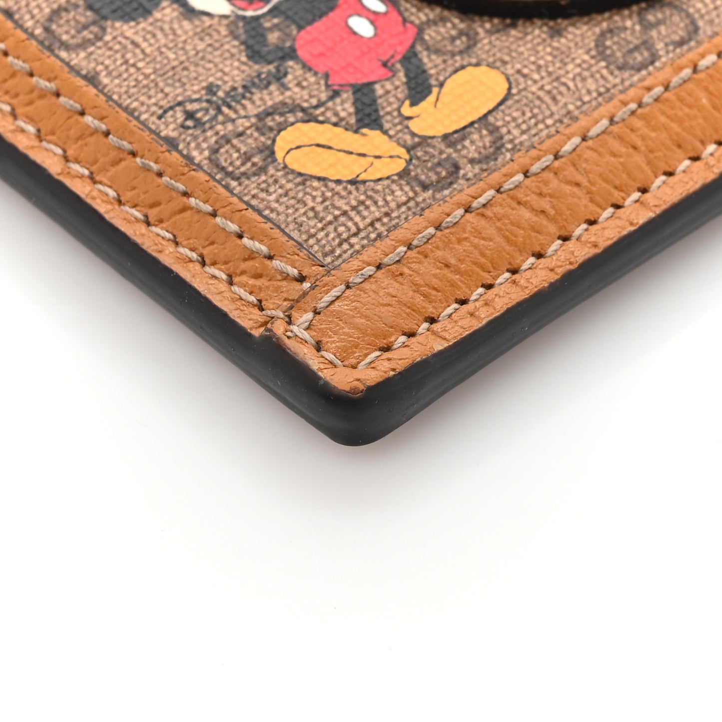 X DISNEY Mini Vintage GG Supreme Monogram Mickey Mouse Card Holder Beige Vintage Sun Oil