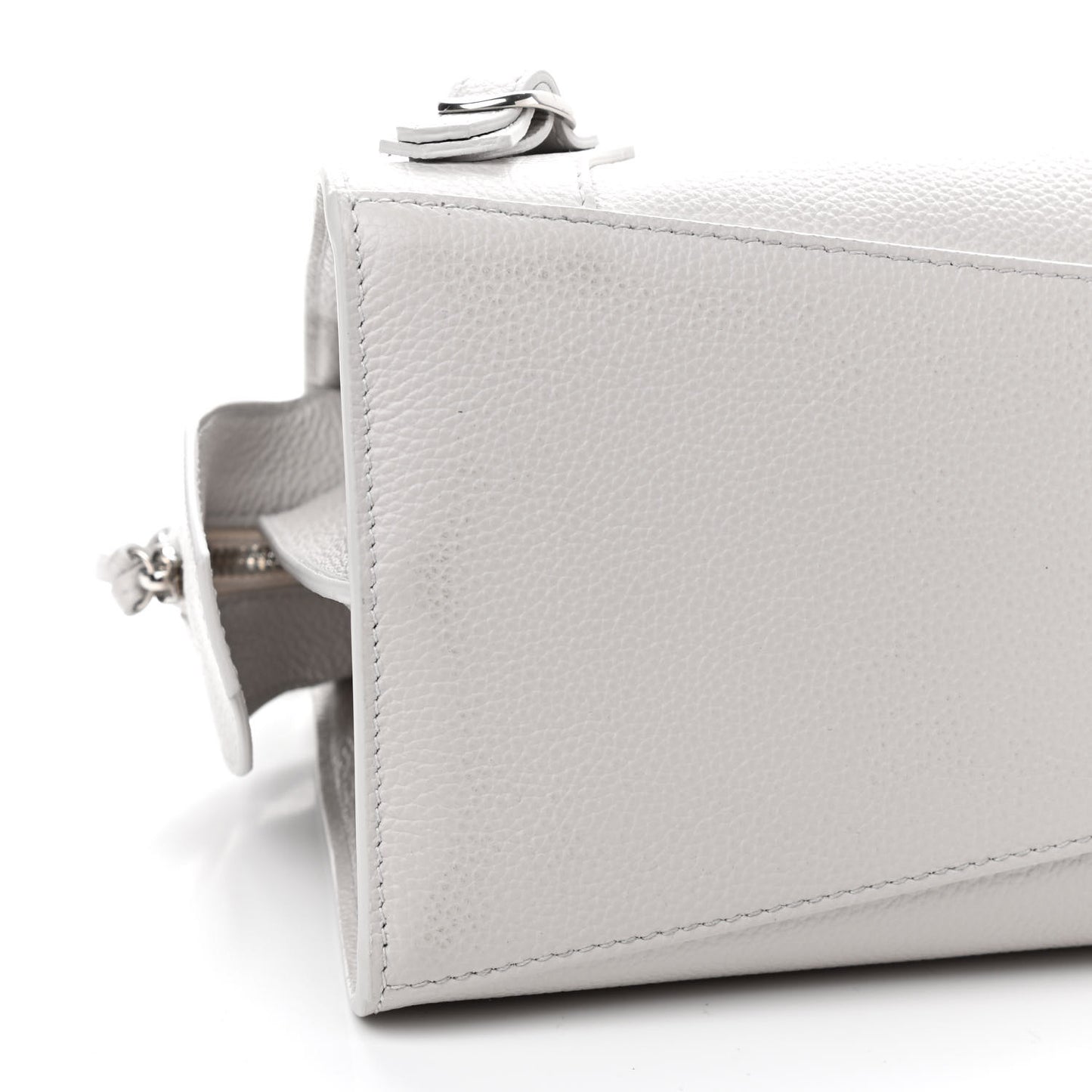 Grained Calfskin Neo Classic Silver Hardware S City Chalky White