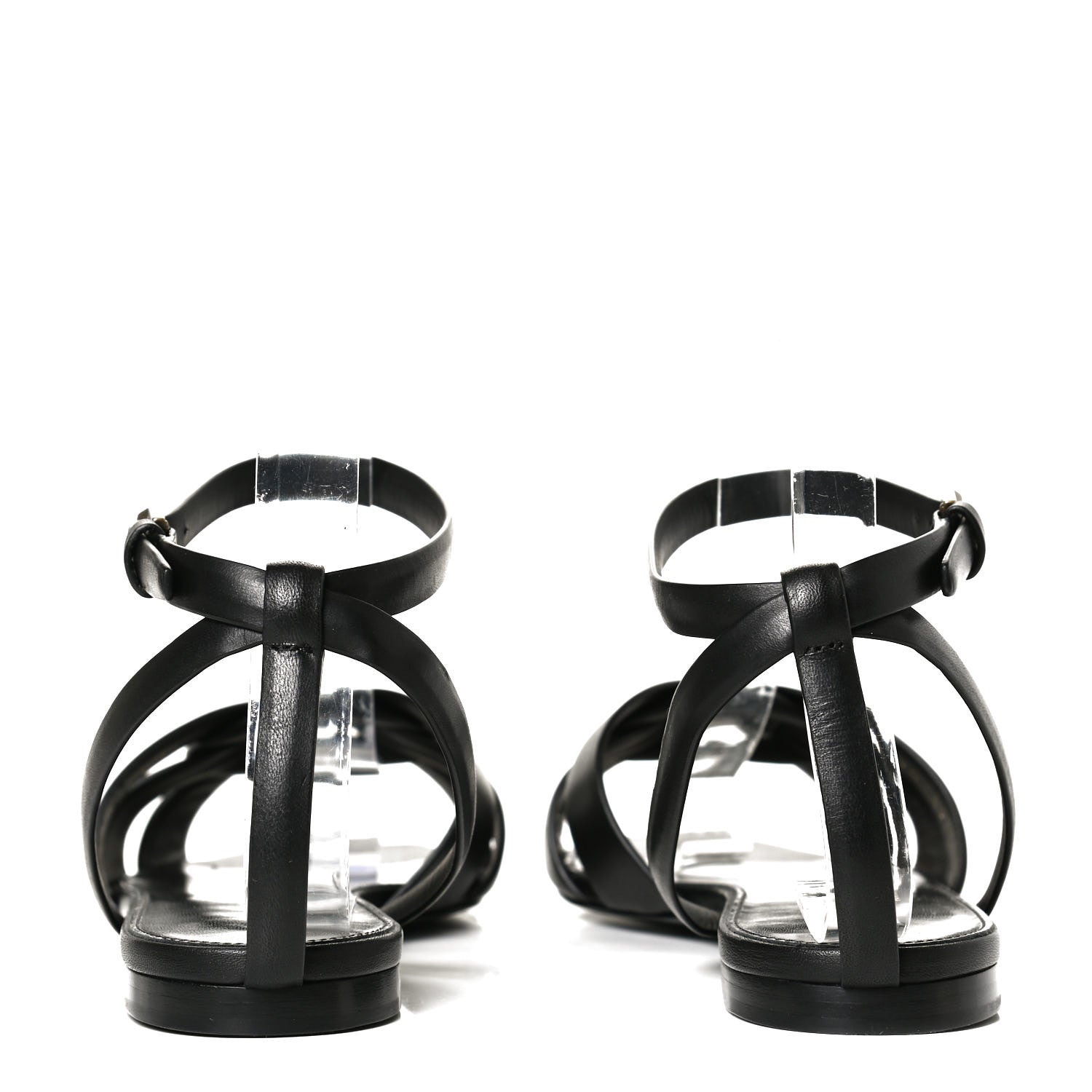 Saint Laurent Calfskin Tribute 05 Ankle Strap Flat Sandals 39 Black 6 of 12
