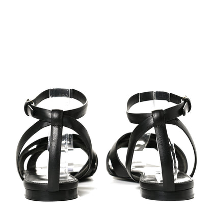 Saint Laurent Calfskin Tribute 05 Ankle Strap Flat Sandals 39 Black 6 of 12