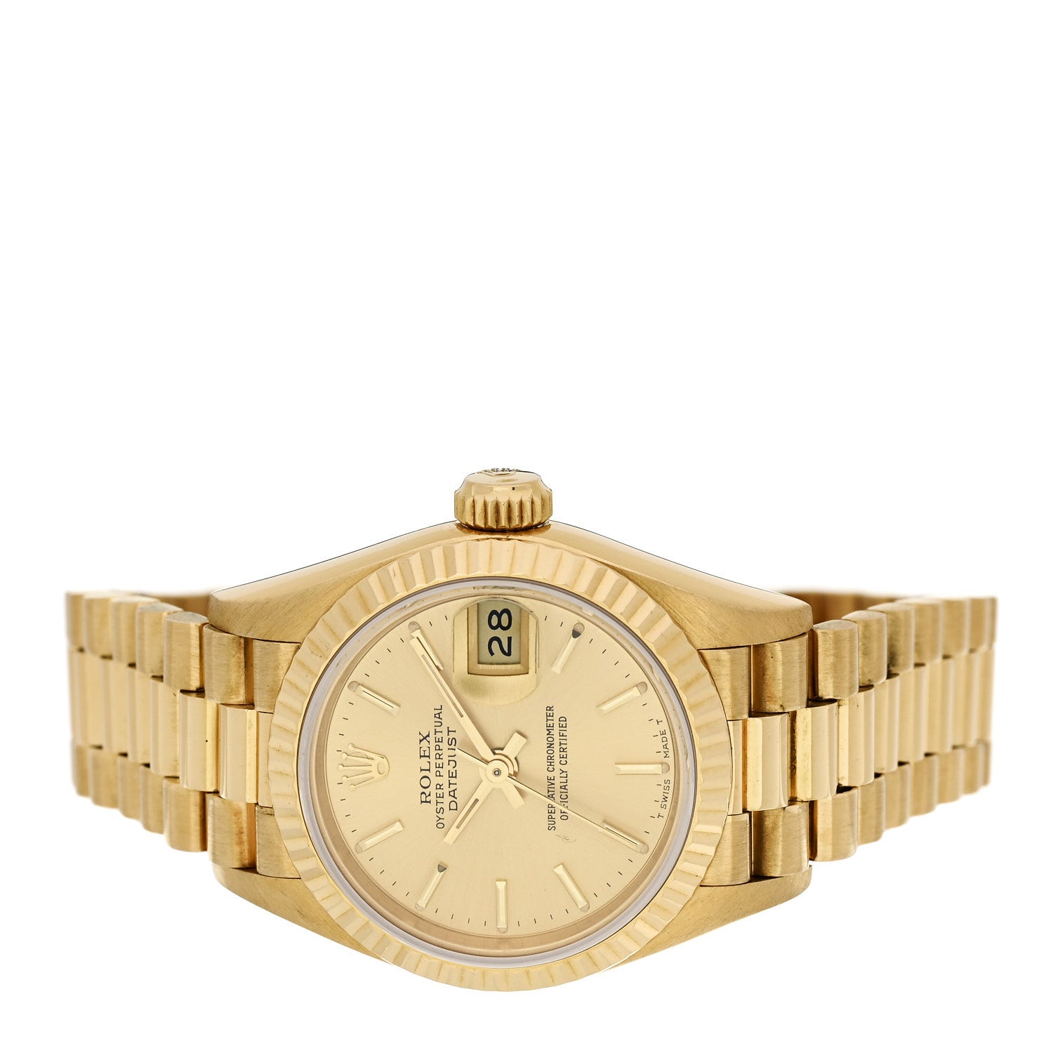 Rolex 18K Yellow Gold 26mm Oyster Perpetual Datejust President Watch Champagne 69178 2 of 4