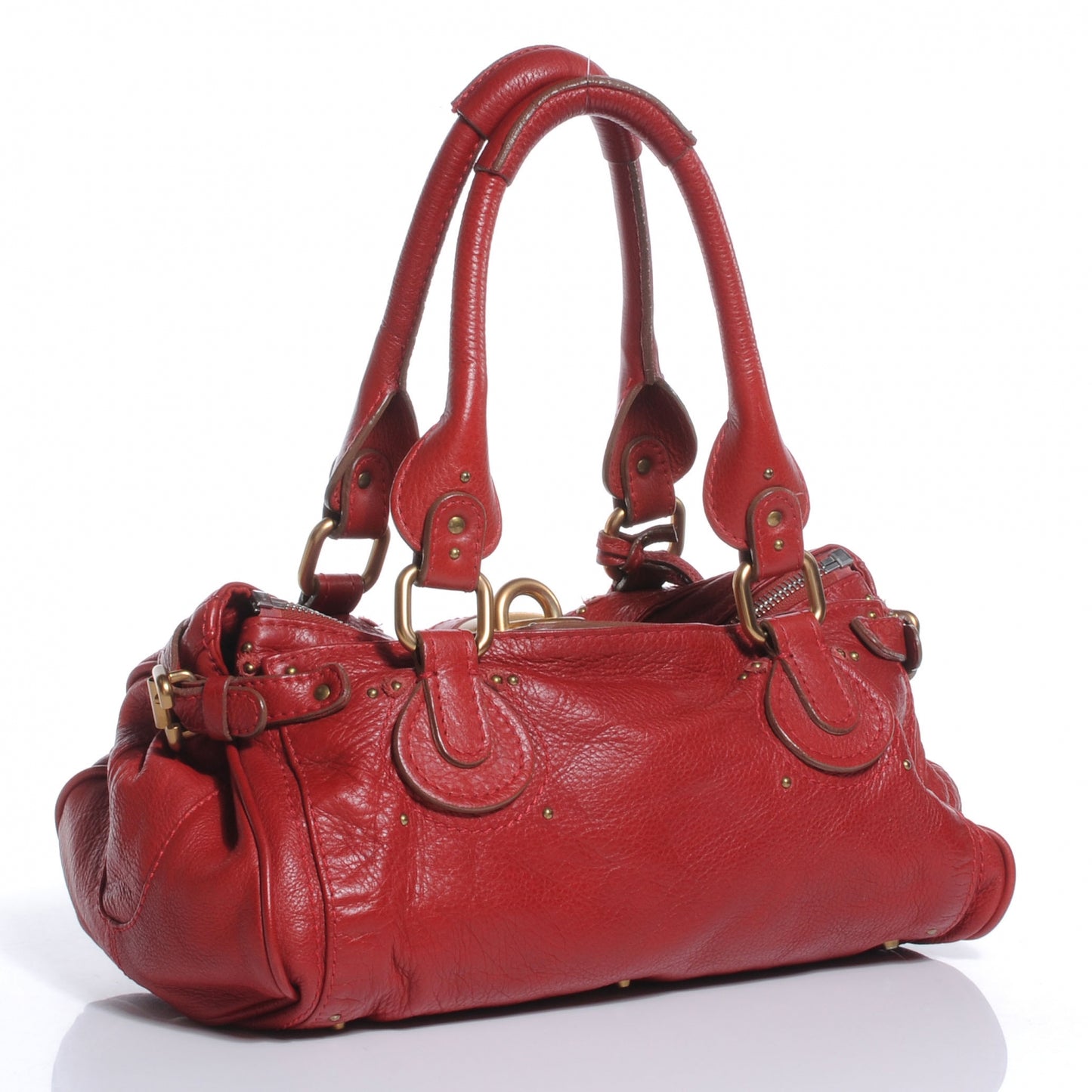 Leather Medium Paddington Satchel Red