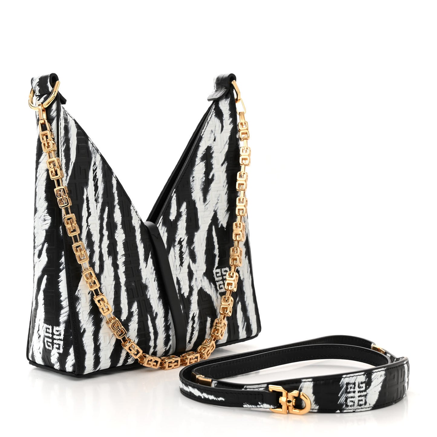 Calfskin Logo 4G Embossed Mini Cut Out Shoulder Bag Black White