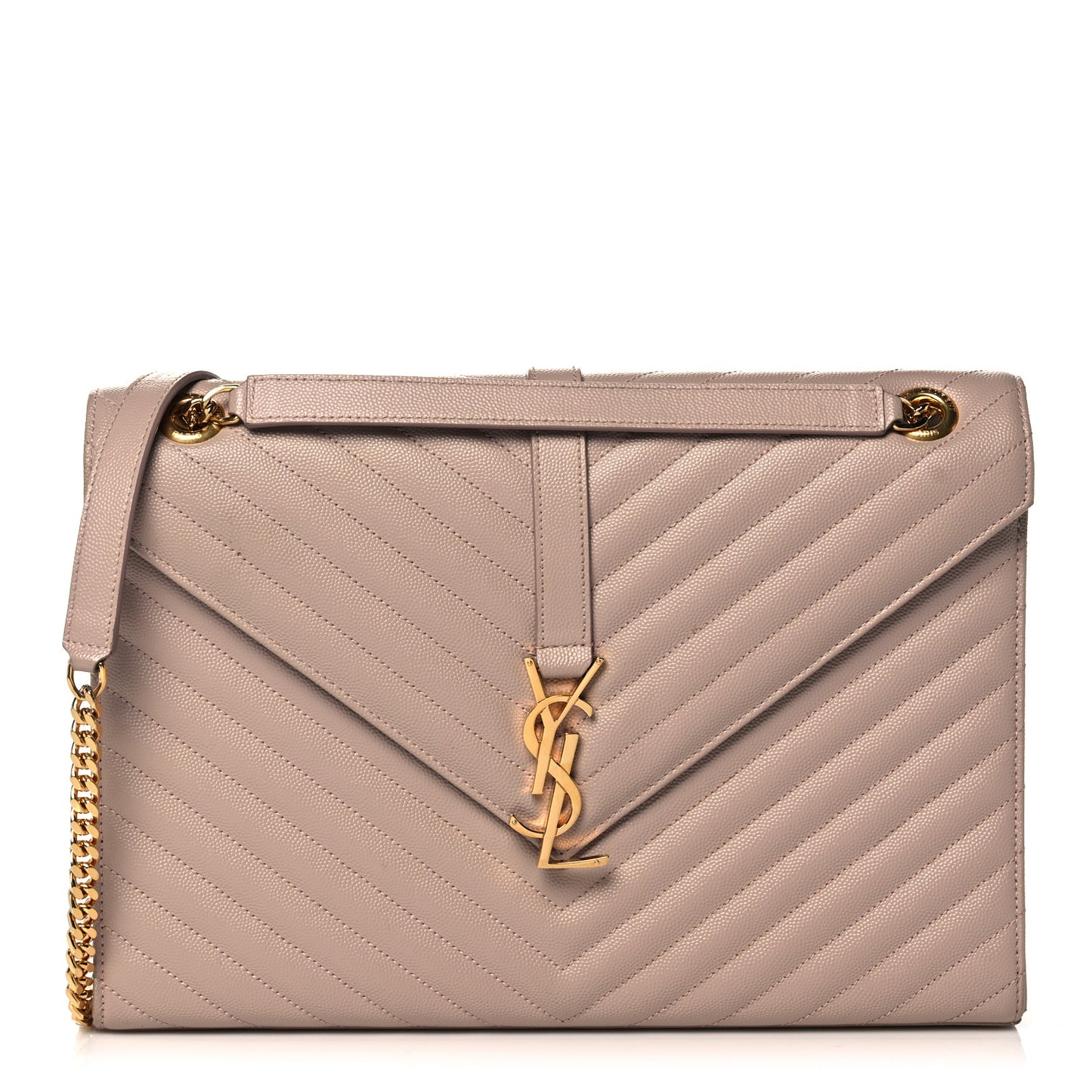Grain De Poudre Matelasse Chevron Large Monogram Satchel Nude Powder