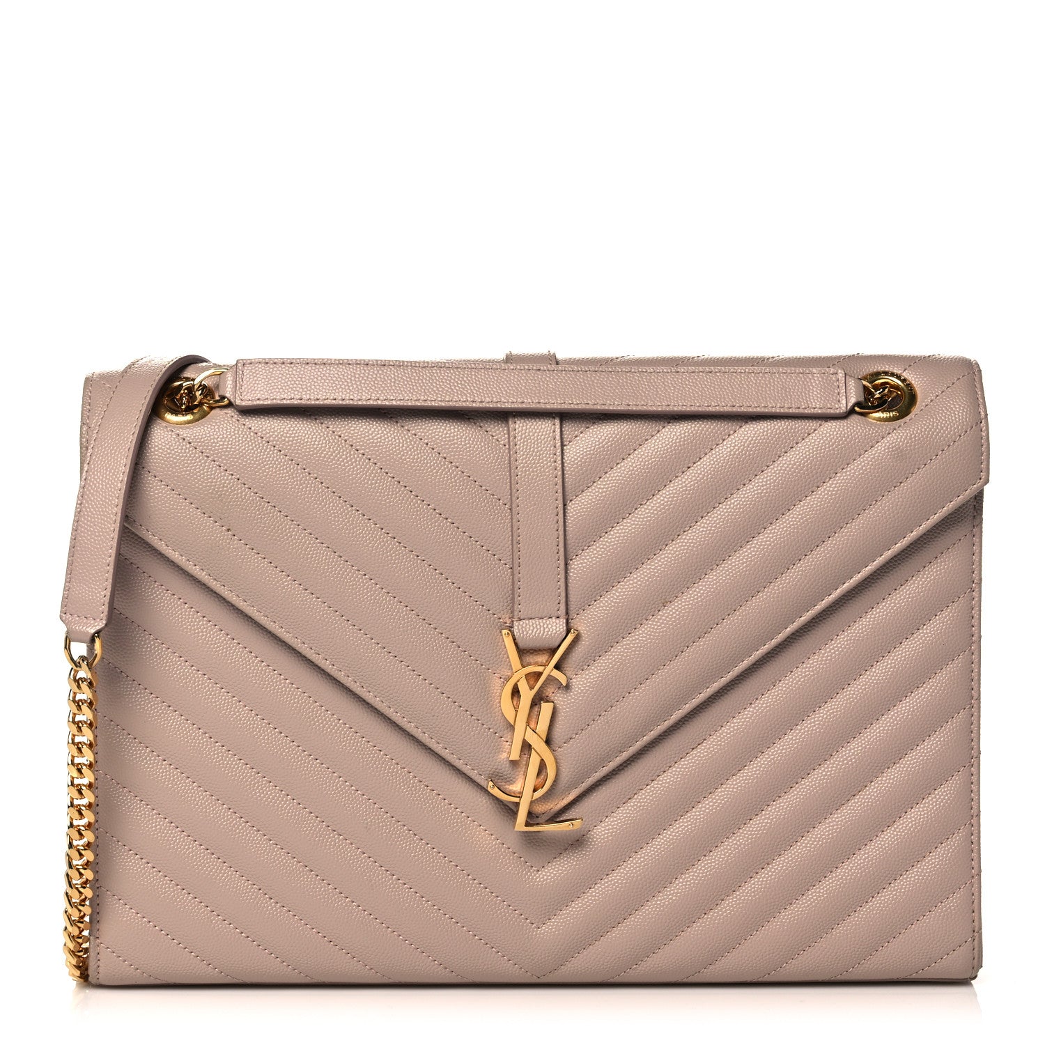 Saint Laurent Grain De Poudre Matelasse Chevron Large Monogram Satchel Nude Powder 1 of 9