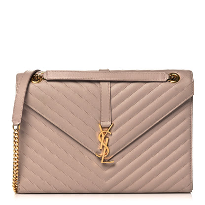 Saint Laurent Grain De Poudre Matelasse Chevron Large Monogram Satchel Nude Powder 1 of 9