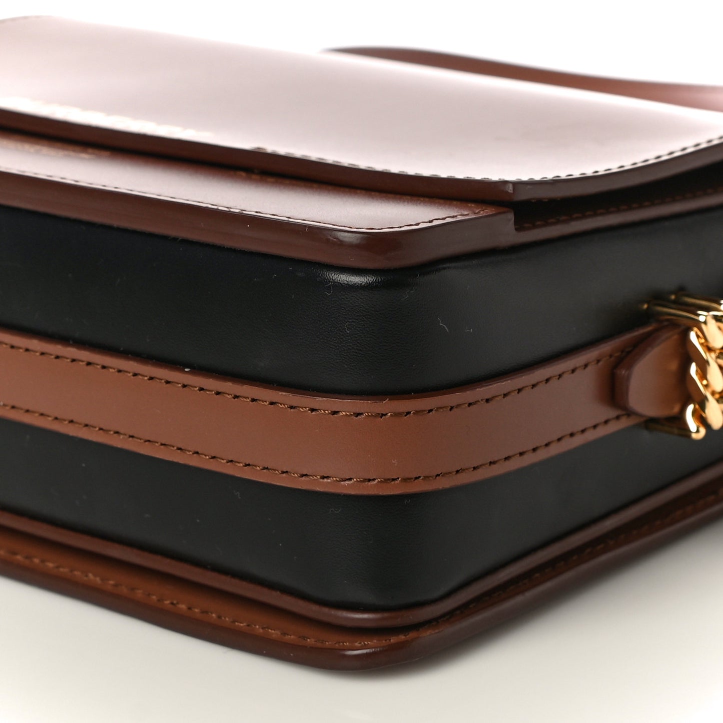 Smooth Calfskin Two Tone Small Grace Bag Malt Brown Black
