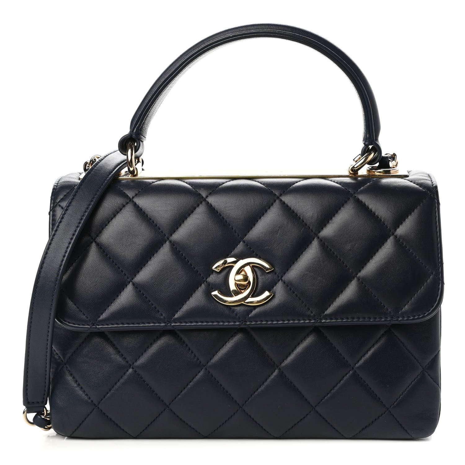 Chanel Lambskin Quilted Small Trendy CC Dual Handle Flap Bag Navy 1 of 11