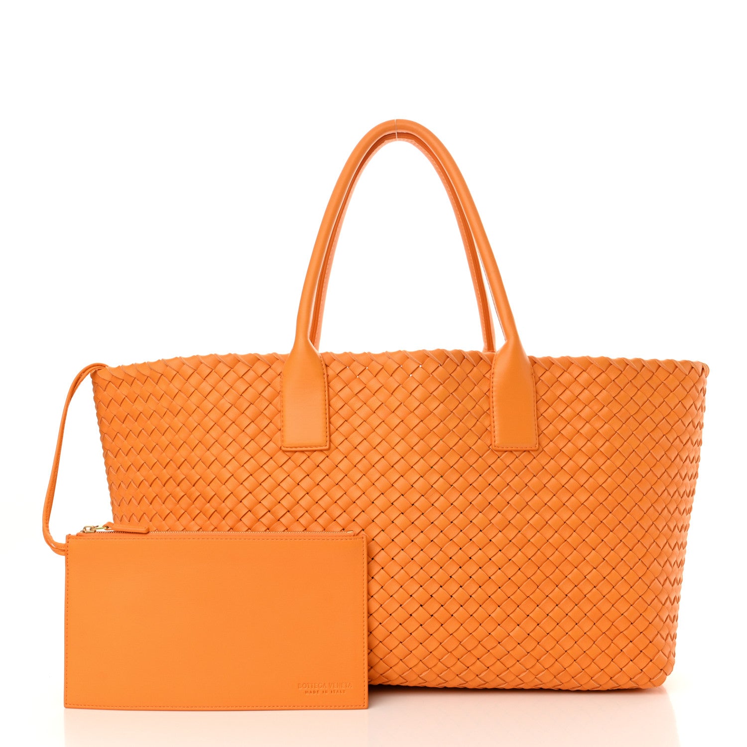 Bottega Veneta Lambskin Intreccio Medium Cabat Tangerine 3 of 11