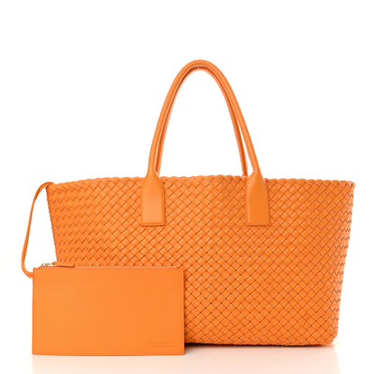 Bottega Veneta Lambskin Intreccio Medium Cabat Tangerine 3 of 11