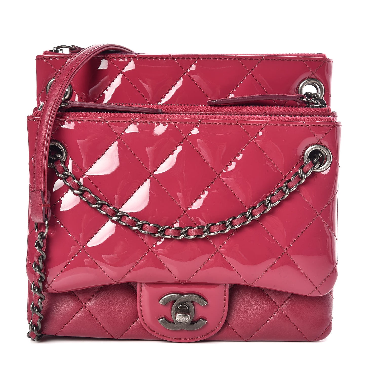 Patent Quilted Crossbody Pink
