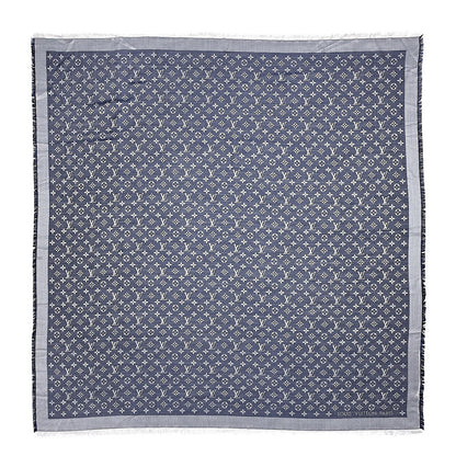 Louis Vuitton Silk Wool Monogram Denim Shawl Blue 1 of 3