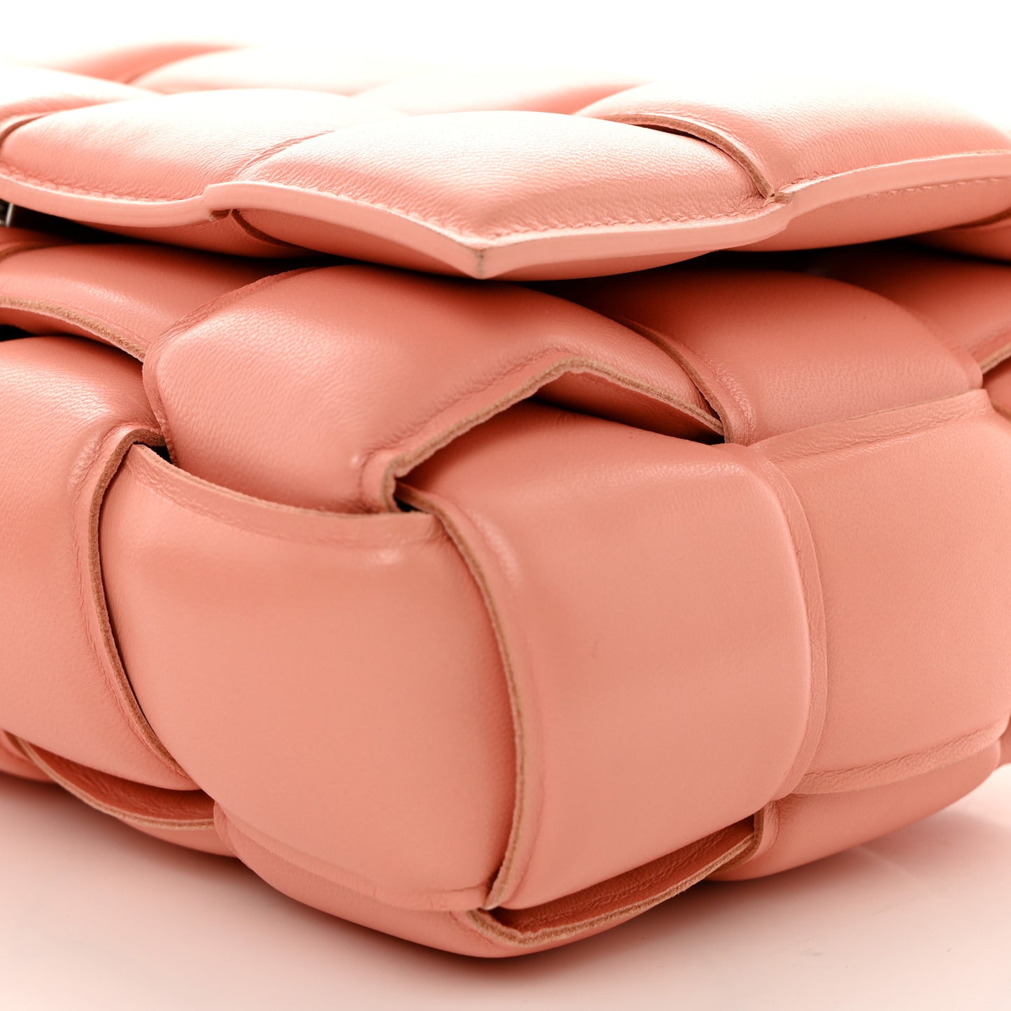 Nappa Maxi Intreccio Padded Cassette Crossbody Bag Peachy
