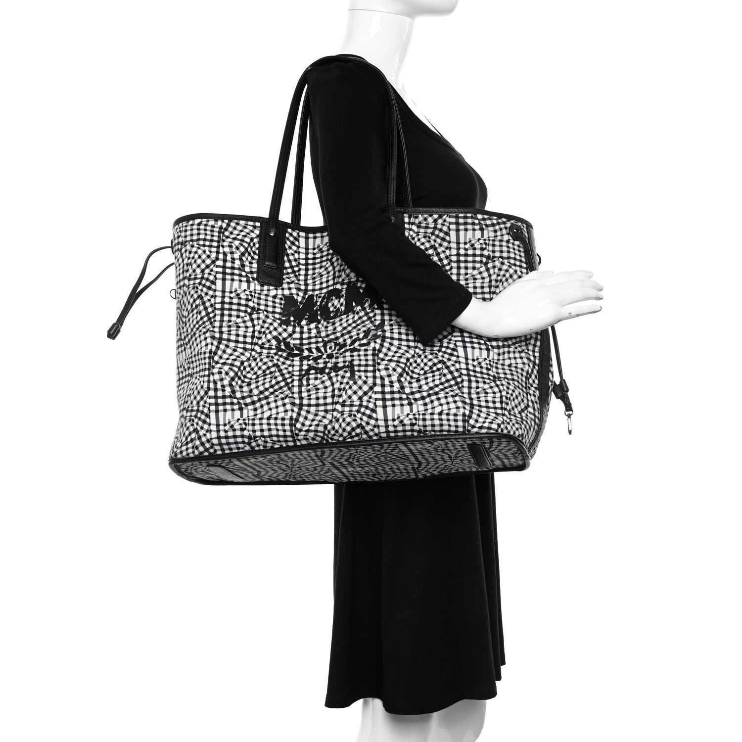 MCM Visetos Large Liz Reversible Shopper Tote Black 2 of 16