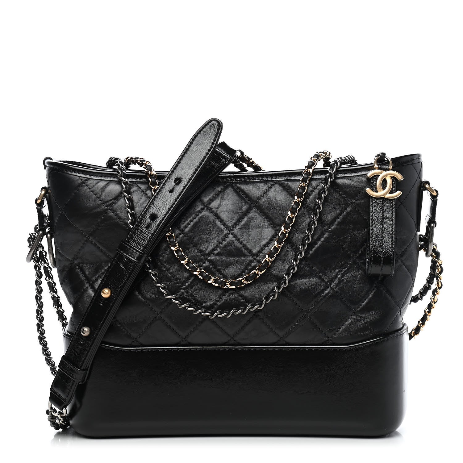 Chanel Aged Calfskin Quilted Medium Gabrielle Hobo Black 1 of 9