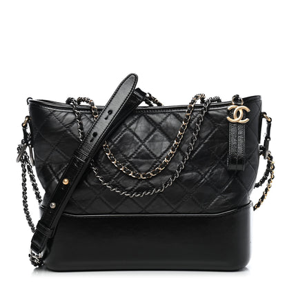 Chanel Aged Calfskin Quilted Medium Gabrielle Hobo Black 1 of 9