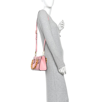 Gucci Textured Dollar Calfskin Web Mini Diana Tote Bag Wild Rose Black 2 of 11