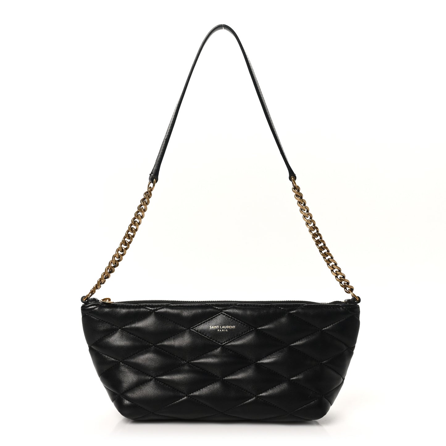 Lambskin Quilted Gaby Zipped Shoulder Bag Black