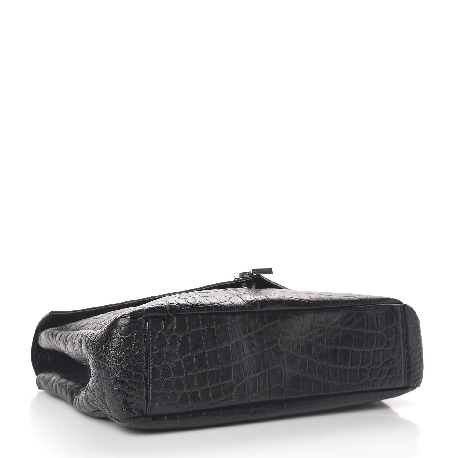 Saint Laurent Calfskin Crocodile Embossed Monogram Large College Satchel Black 4 of 10