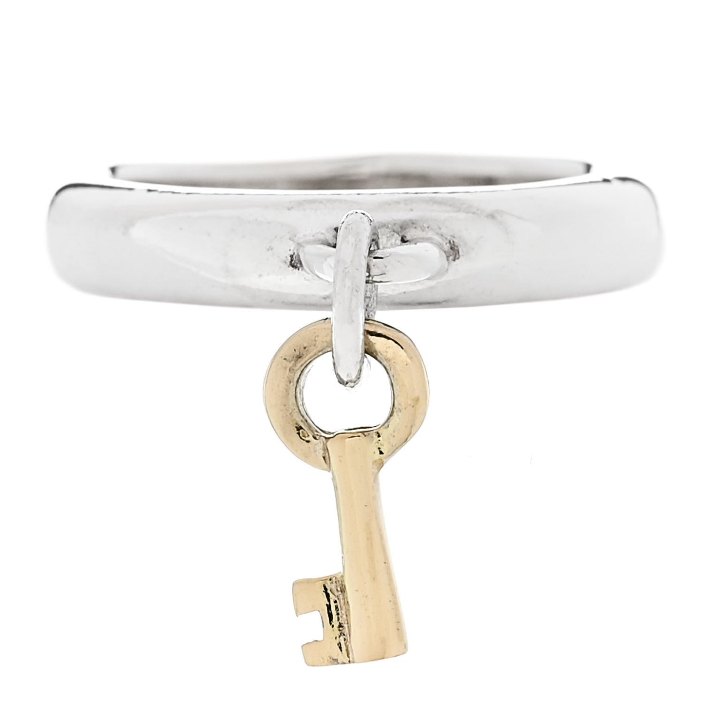 Sterling Silver 18K Yellow Gold Key Charm Ring 49 4.75