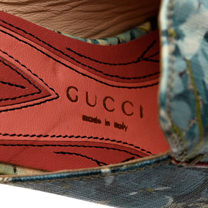 Gucci GG Supreme Monogram Blooms Womens Princetown Slippers 34 Beige Blue Navy Hibiscus Red 7 of 11