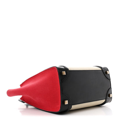 Celine Canvas Smooth Calfskin Micro Tri-Color Luggage Carmin 4 of 13