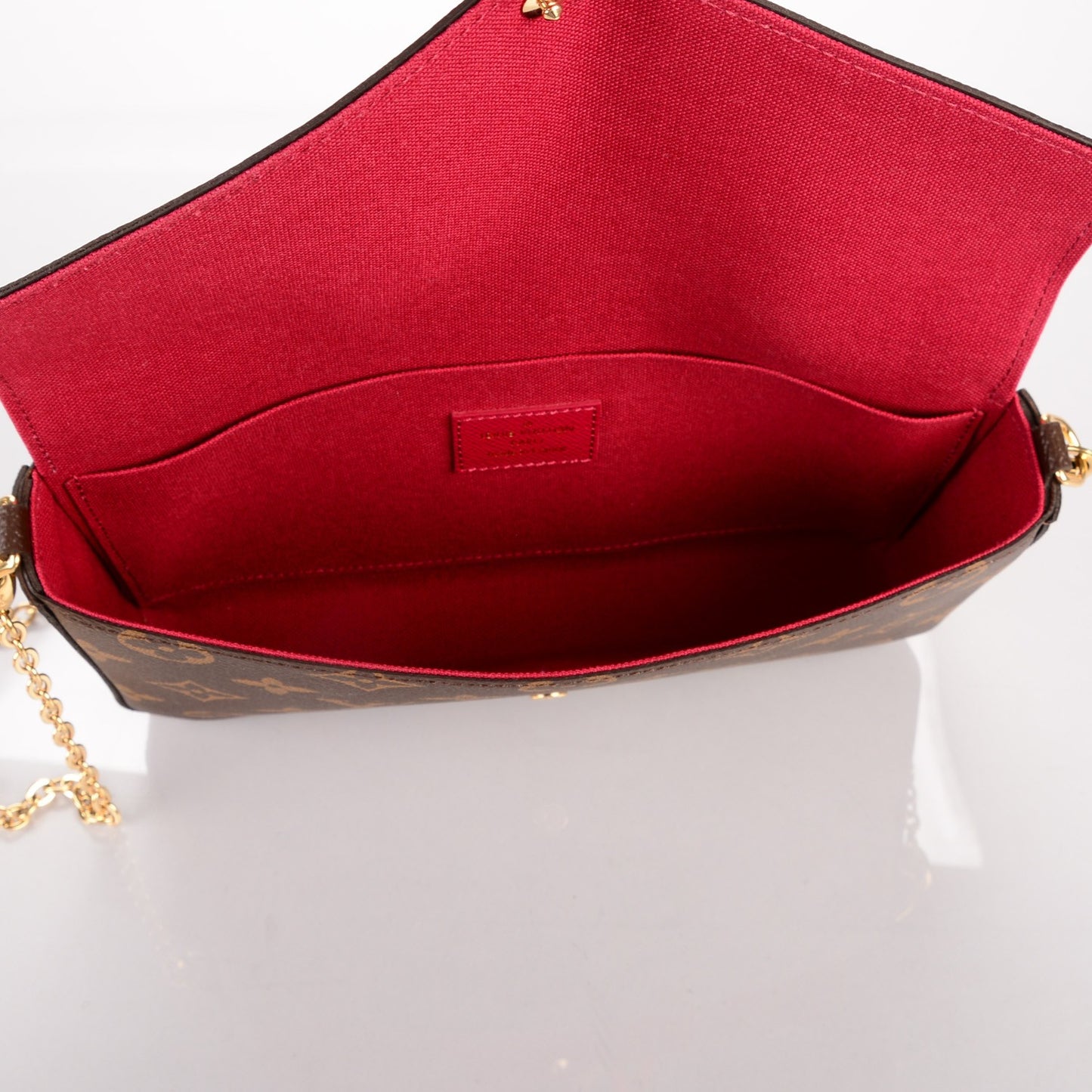 Monogram Pochette Felicie Chain Wallet Fuchsia