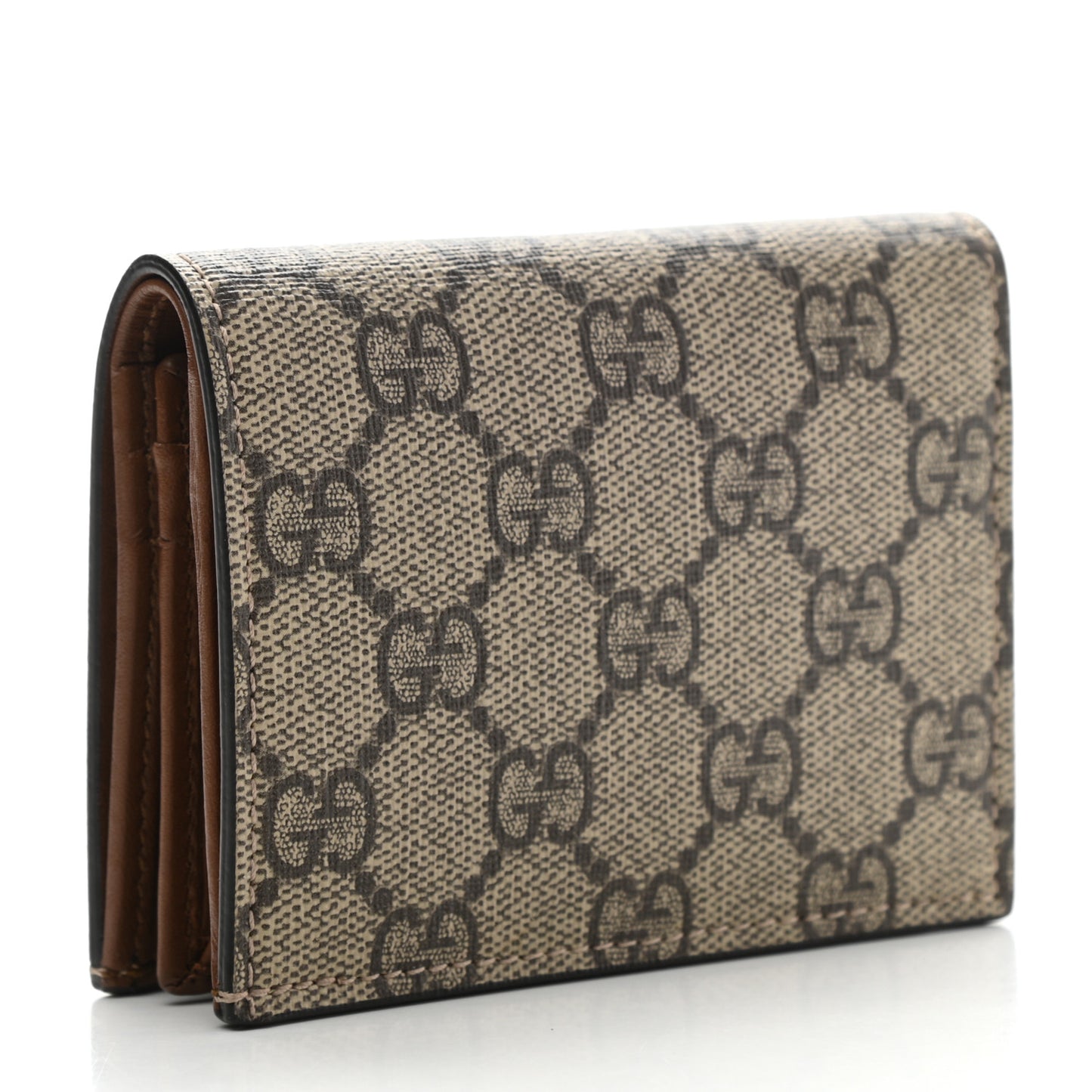 GG Supreme Monogram Bird Embroidered Card Case Beige
