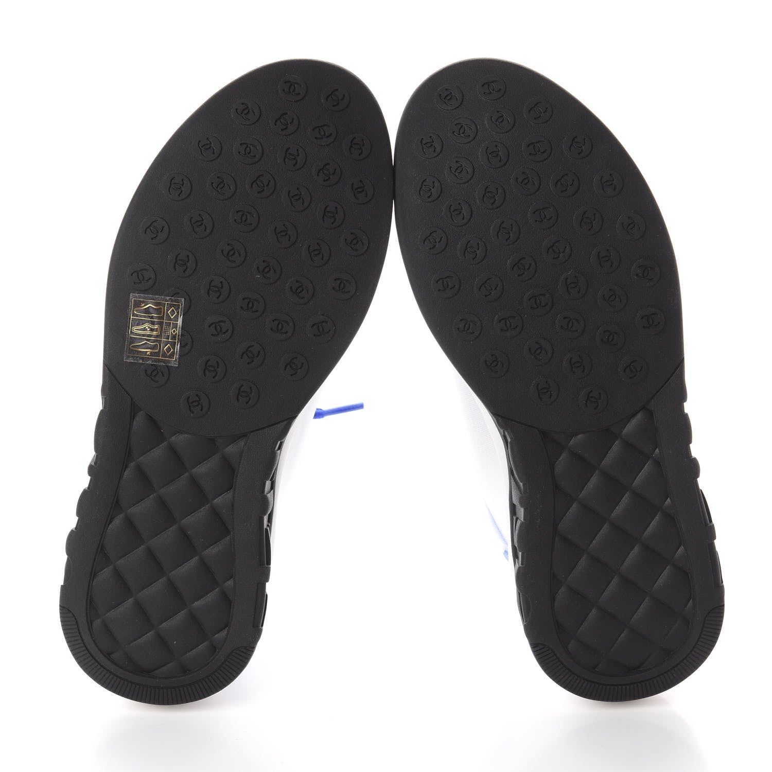 Chanel Calfskin Mesh Lyrca Womens Logo Sneakers 36.5 White Blue 5 of 6