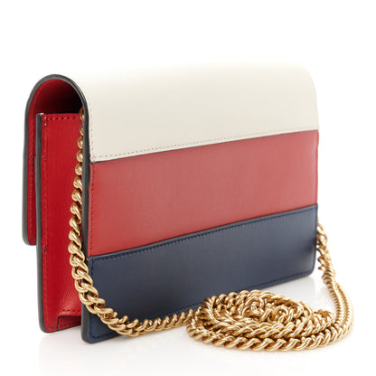 Gucci Calfskin Queen Margaret Chain Wallet Blue Agata Hibiscus Red Mystic White 3 of 9