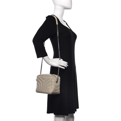Saint Laurent Calfskin Y Quilted Monogram Small Loulou Bowling Bag Ivory 2 of 9