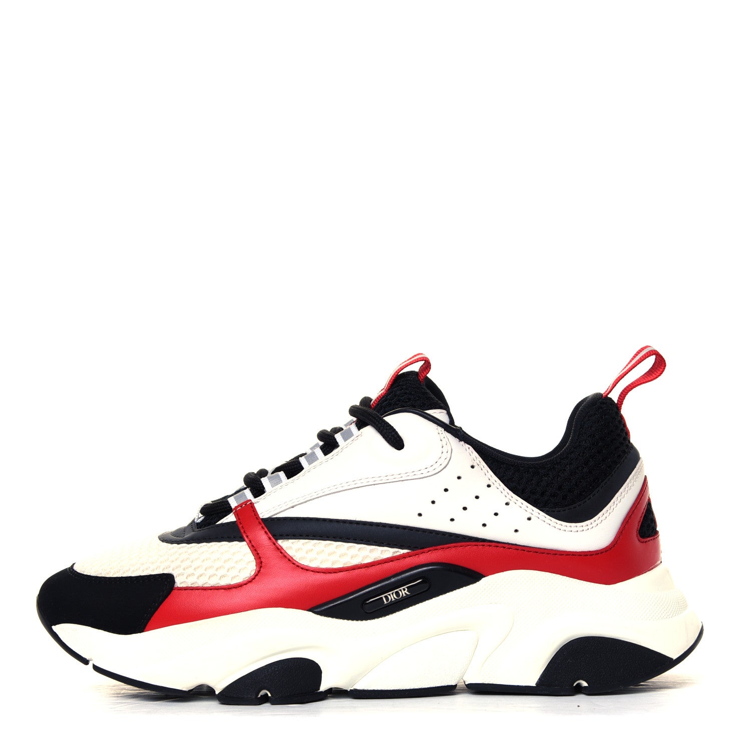 Christian Dior Technical Mesh Calfskin Mens B22 Sneakers 40 Black White Red 1 of 6