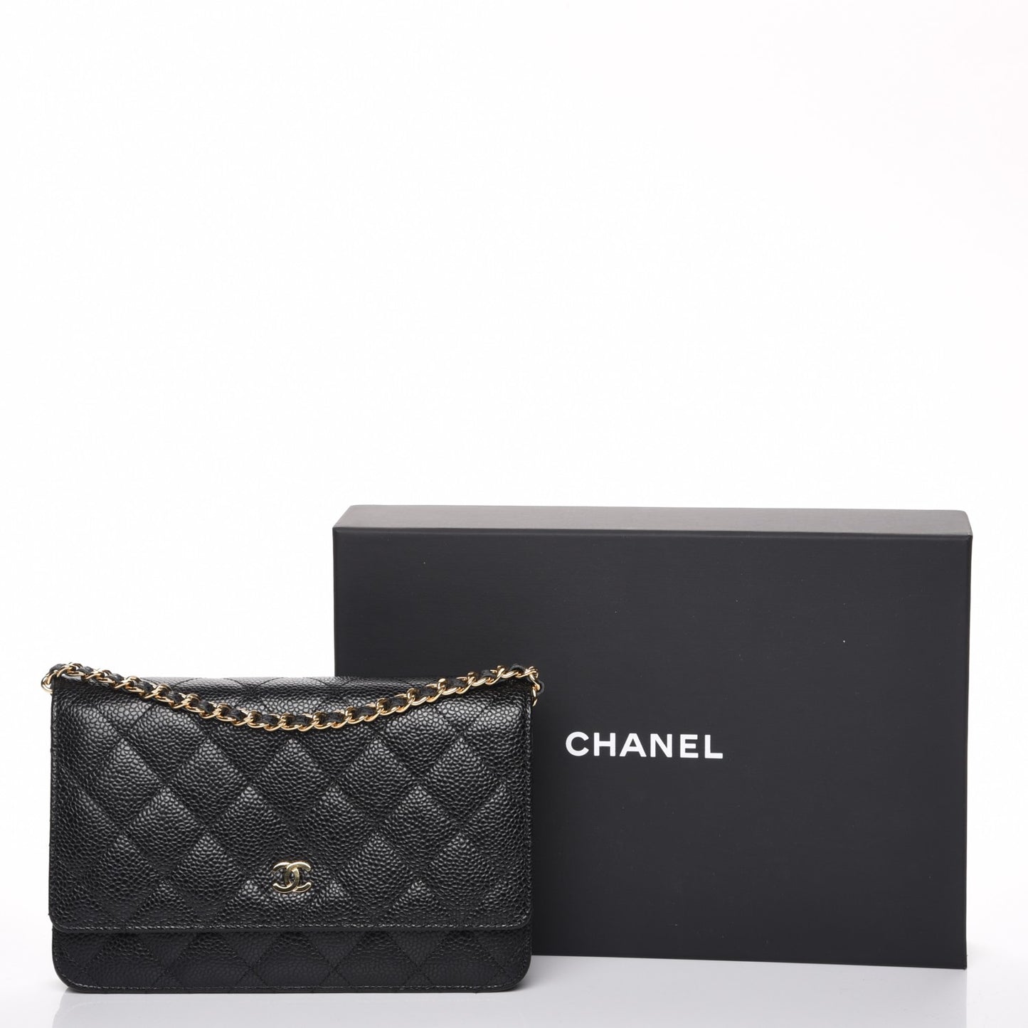 Caviar Quilted Wallet On Chain WOC Black