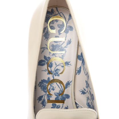 Gucci Malaga Kid GG Victoire 95mm Loafer Pumps 35.5 Vintage White 6 of 8