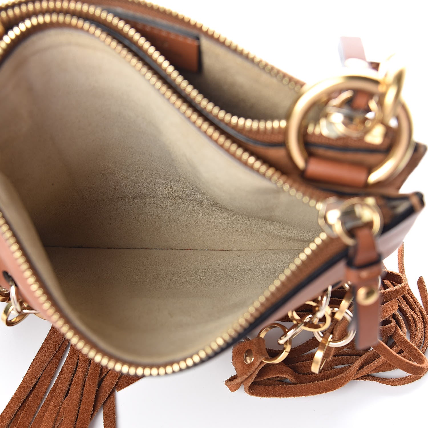 Chloe Calfskin Suede Small Jane Fringe Bag Caramel 5 of 10