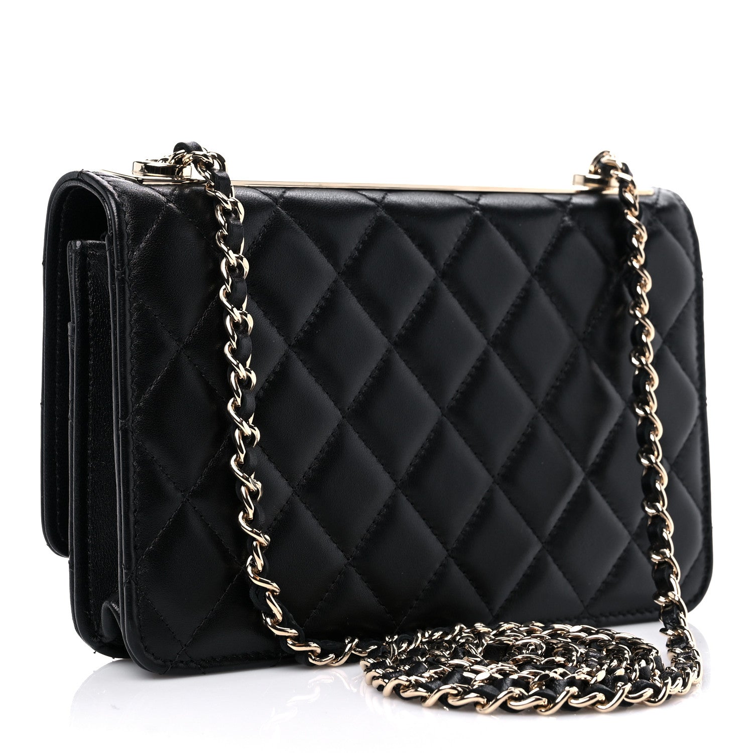 Chanel Lambskin Quilted Trendy CC Wallet On Chain WOC Black 3 of 12