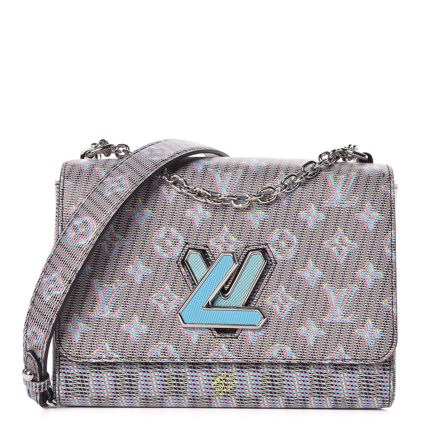 Calfskin Monogram LV Pop Twist Shoulder Bag MM Blue