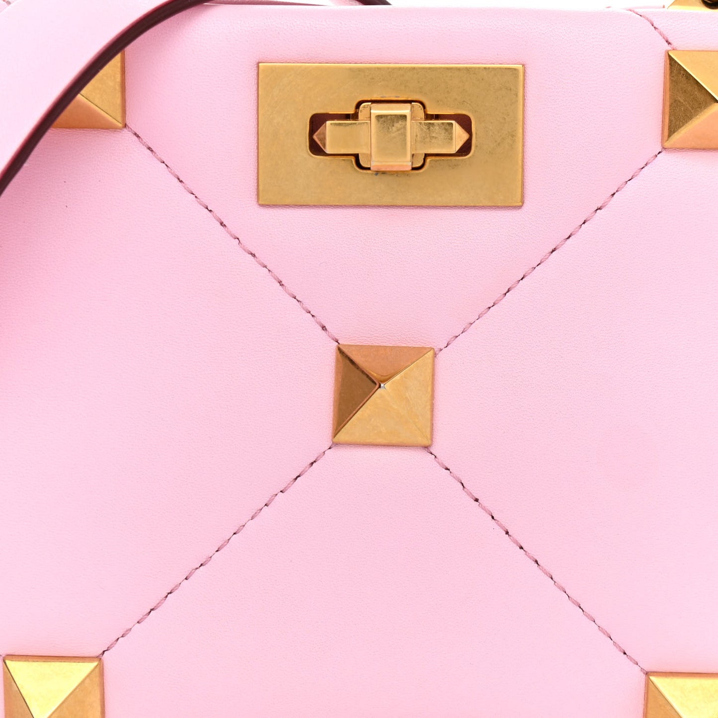 Nappa Mini Roman Stud The Handle Bag Pink Borealis