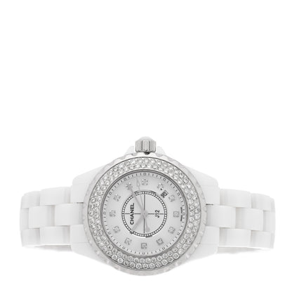 Chanel Stainless Steel Ceramic Diamond Pave Bezel 33mm J12 Quartz Watch White 2 of 4