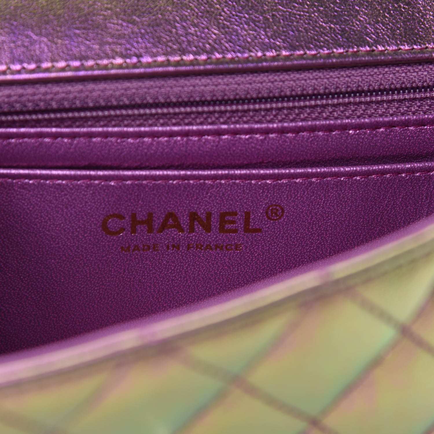 Chanel Iridescent Lambskin Quilted Mini Rectangular Flap Purple 9 of 11
