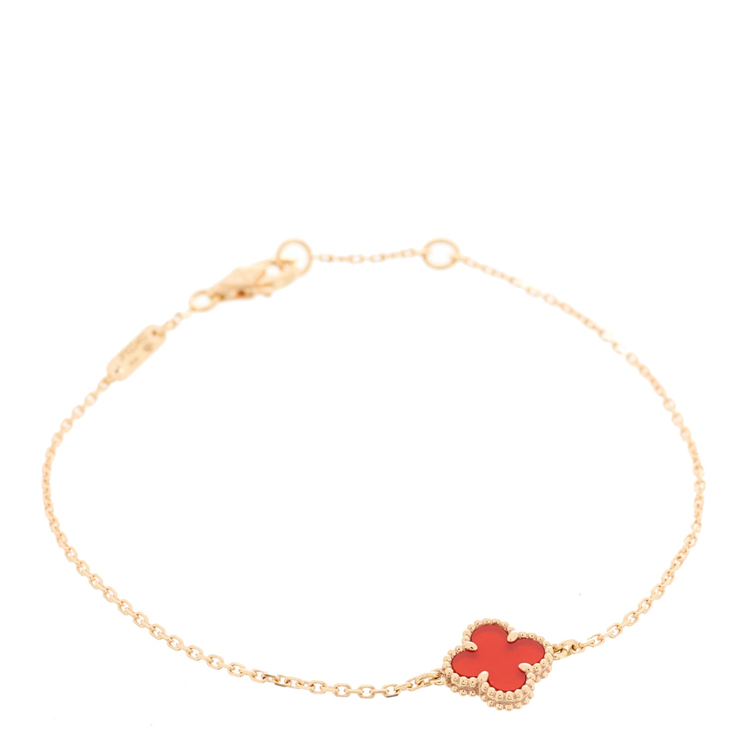 Van Cleef & Arpels 18K Rose Gold Carnelian Sweet Alhambra Bracelet 1 of 5