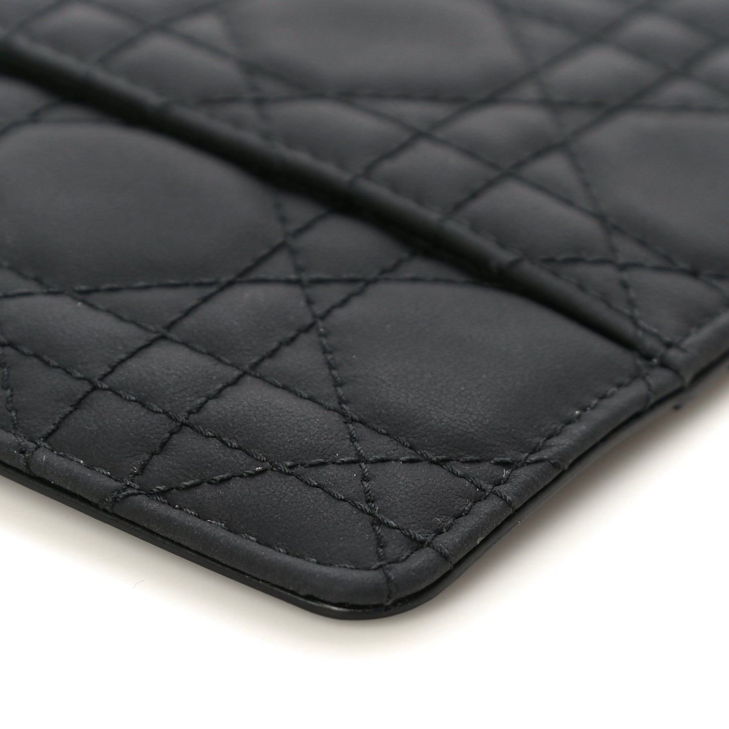 Ultra Matte Calfskin Cannage Large Lady Dior Zip Wallet Black