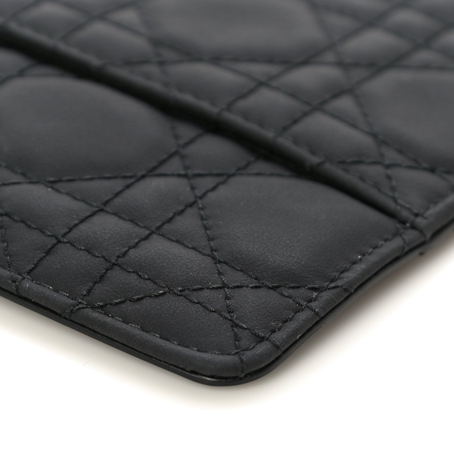 Christian Dior Ultra Matte Calfskin Cannage Large Lady Dior Zip Wallet Black 10 of 11