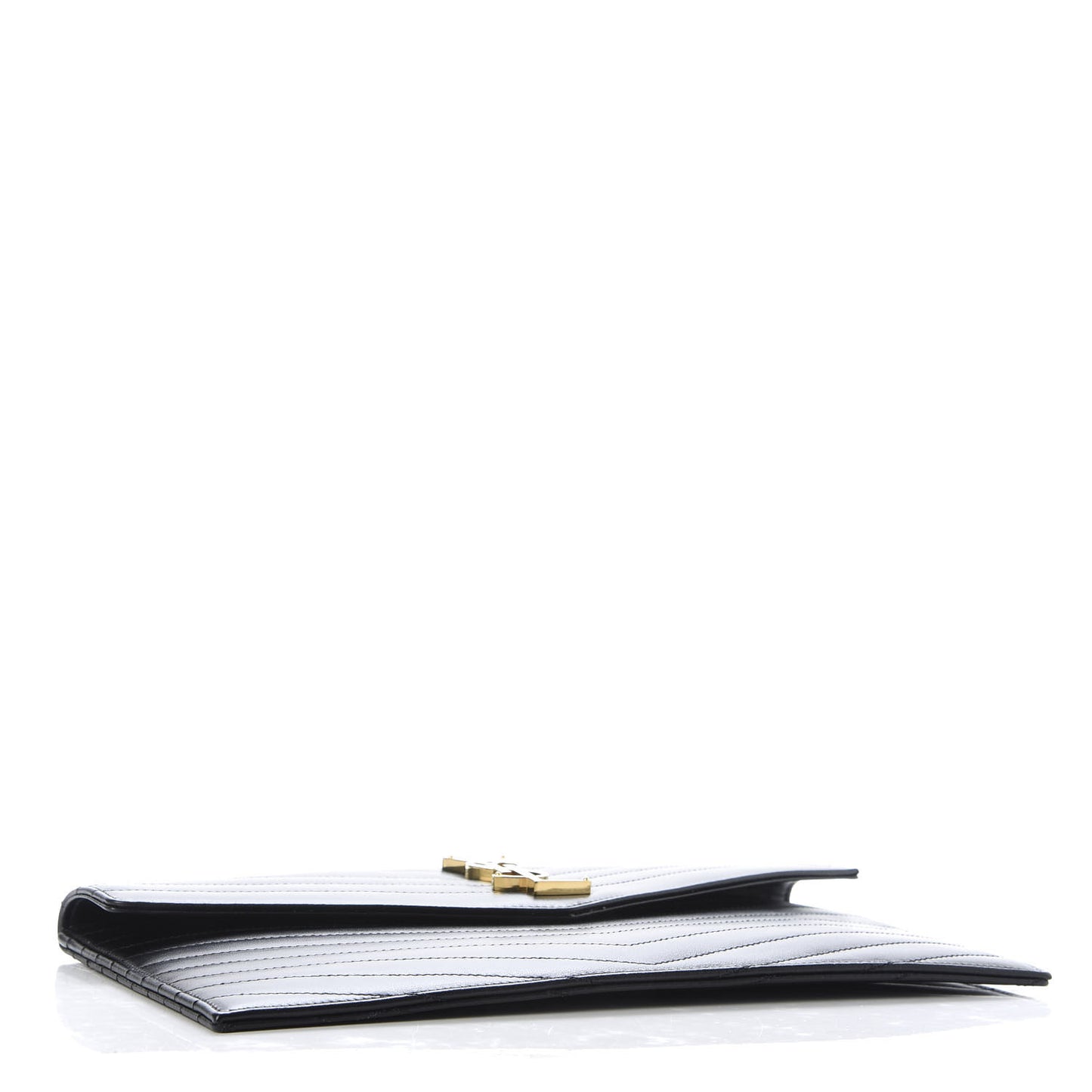 Calfskin Matelasse Chevron Monogram Uptown Clutch Black