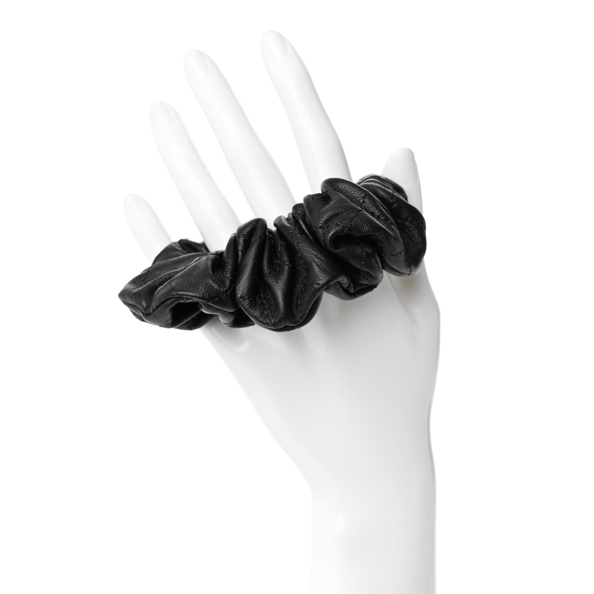 Lambskin Quilted CC Hair Scrunchie Black
