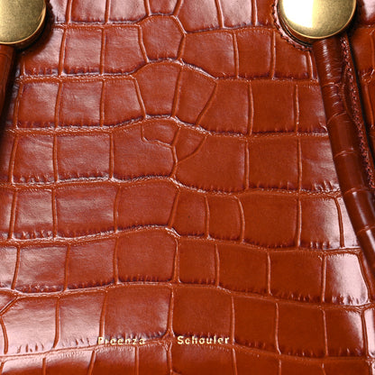Proenza Schouler Calfskin Crocodile Embossed Small Pipe Bag Chestnut 9 of 16