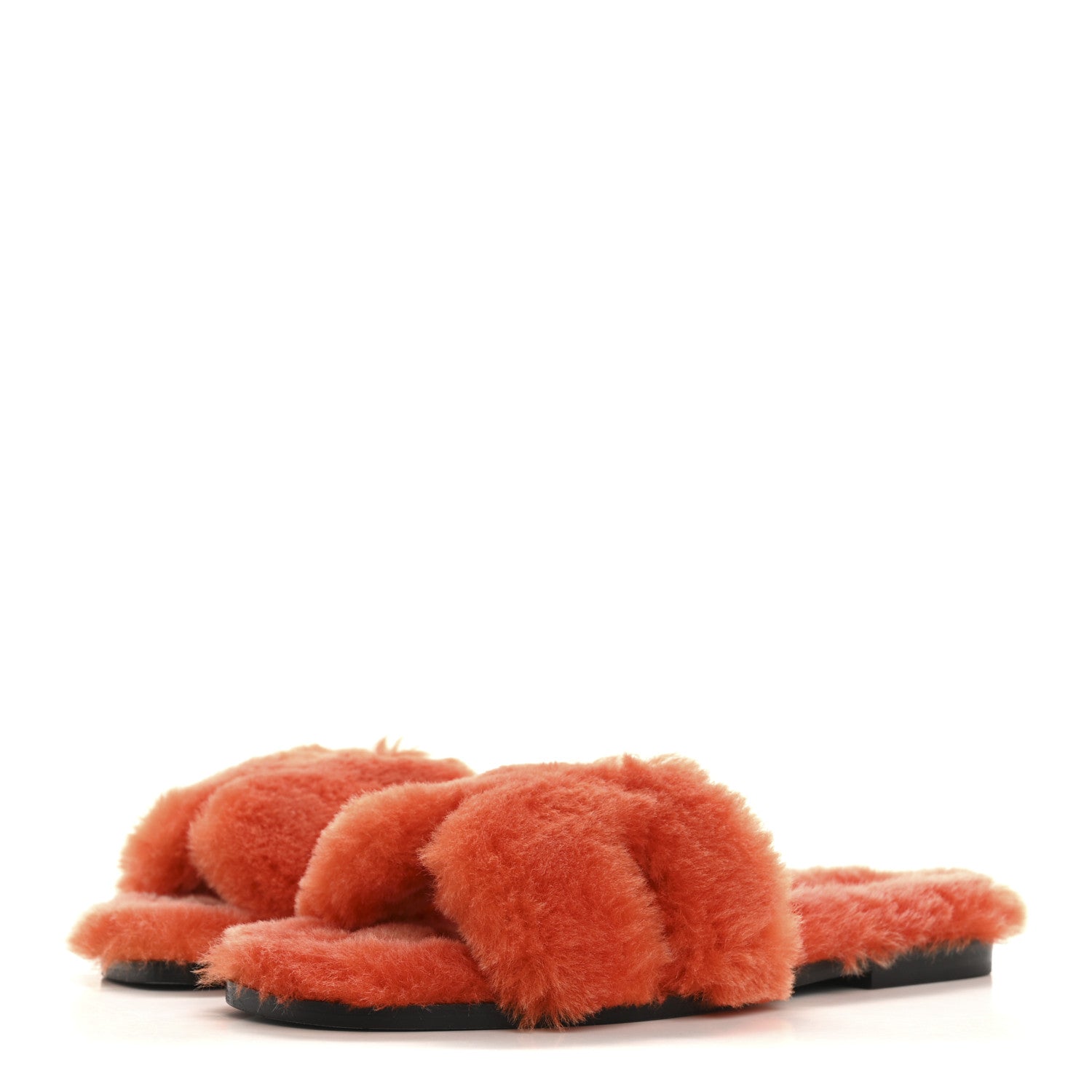 Hermes Woolskin Oran Sandals 37 Orange 4 of 9