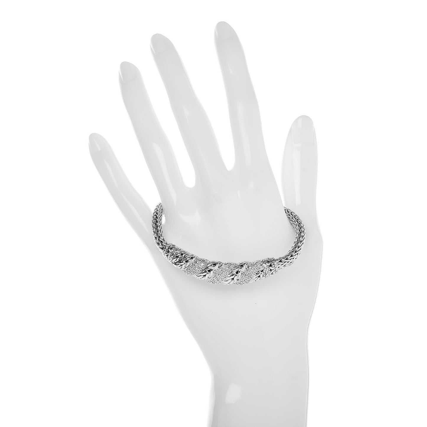 Sterling Silver Diamond Swirl Chain Bracelet